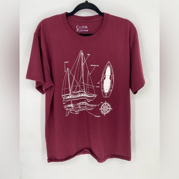 Croft & Barrow Sailboat Diagram T Shirt Size Medium/Large - Picture 1 of 8